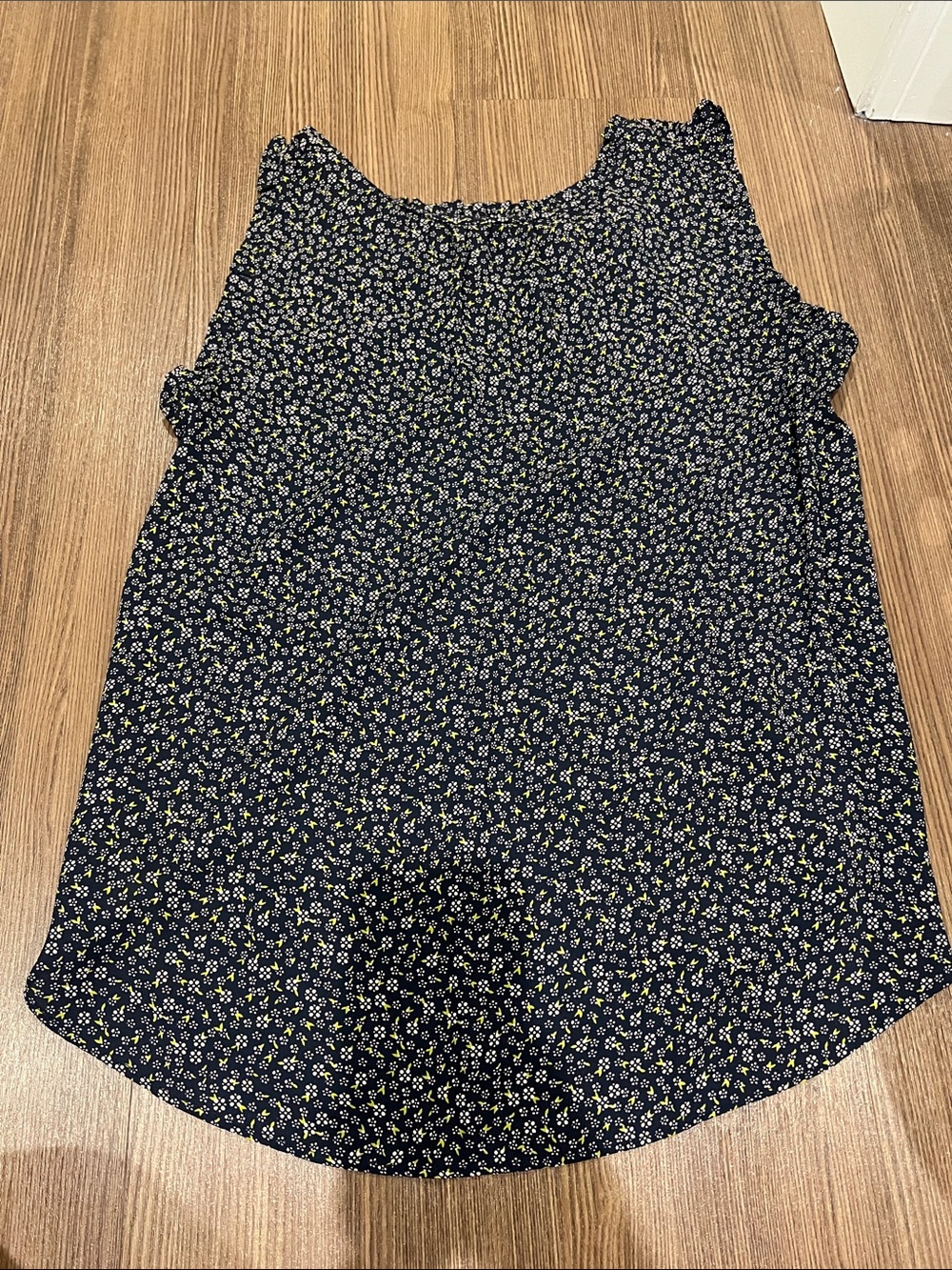 LOFT Navy Floral Tank with Yellow Accents